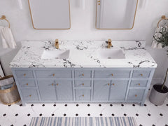 Sonoma 84 in W x 22 in D Free Standing Reeded Double Sink Bathroom Vanity - photo 24