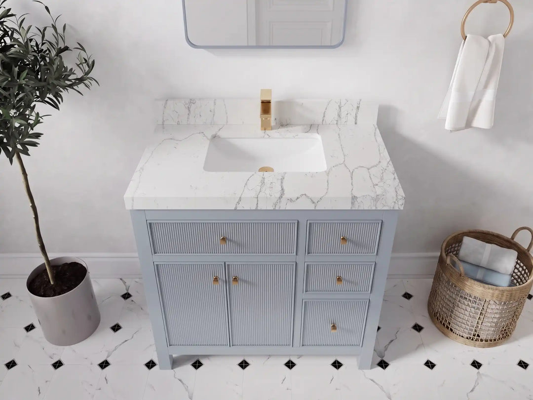 Sonoma 36 in. W x 22 in. D Center Sink Bathroom Vanity | 
              
                Blue Heather
                
                  
             - SON_BLU_WHQZ_36CL - photo №23