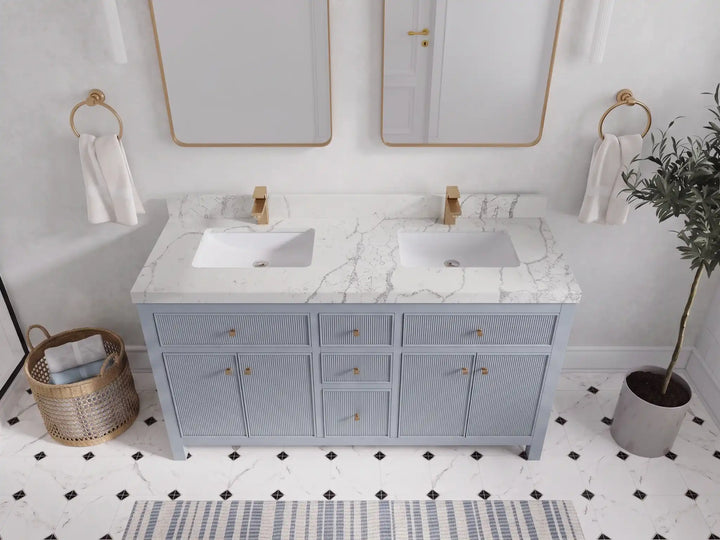 Sonoma 60 in W x 22 in D Free Standing Reeded Double Sink Bathroom Vanity - photo 19