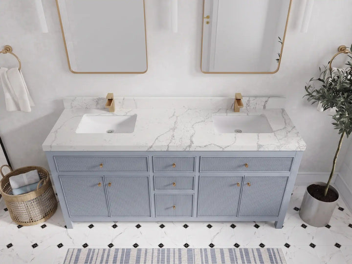 Sonoma 72 in W x 22 in D Free Standing Reeded Double Sink Bathroom Vanity - photo 24