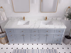 Sonoma 84 in W x 22 in D Free Standing Reeded Double Sink Bathroom Vanity - photo 21