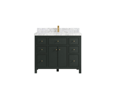 Sonoma 42 in. W x 22 in. D Single Sink Bathroom Vanity in Dark Forest Green with 2 in. Carrara Marble Countertop