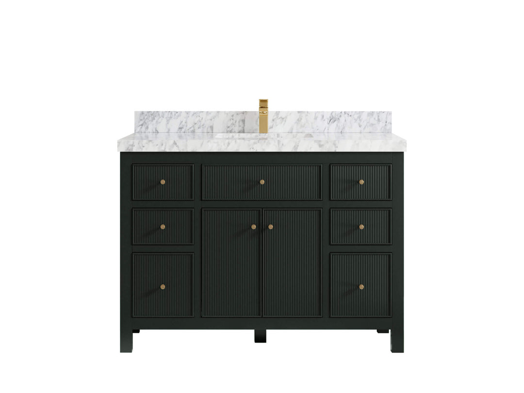 Sonoma 48 in. W x 22 in. D Single Sink Bathroom Vanity in Dark Forest Green with 2 in. Carrara Marble Countertop