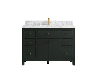 Sonoma 48 in. W x 22 in. D Single Sink Bathroom Vanity in Dark Forest Green with 2 in. Carrara Marble Countertop