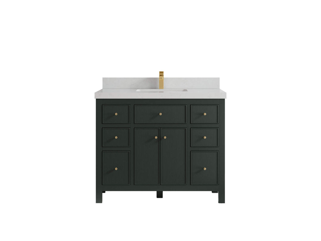 Sonoma 42 in. W x 22 in. D Single Sink Bathroom Vanity in Dark Forest Green with 2 in. Carrara Quartz Countertop