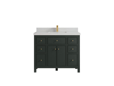 Sonoma 42 in. W x 22 in. D Single Sink Bathroom Vanity in Dark Forest Green with 2 in. Carrara Quartz Countertop