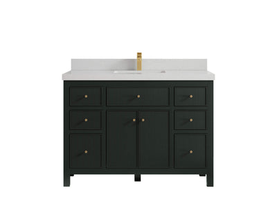 Sonoma 48 in. W x 22 in. D Single Sink Bathroom Vanity in Dark Forest Green with 2 in. Carrara Quartz Countertop