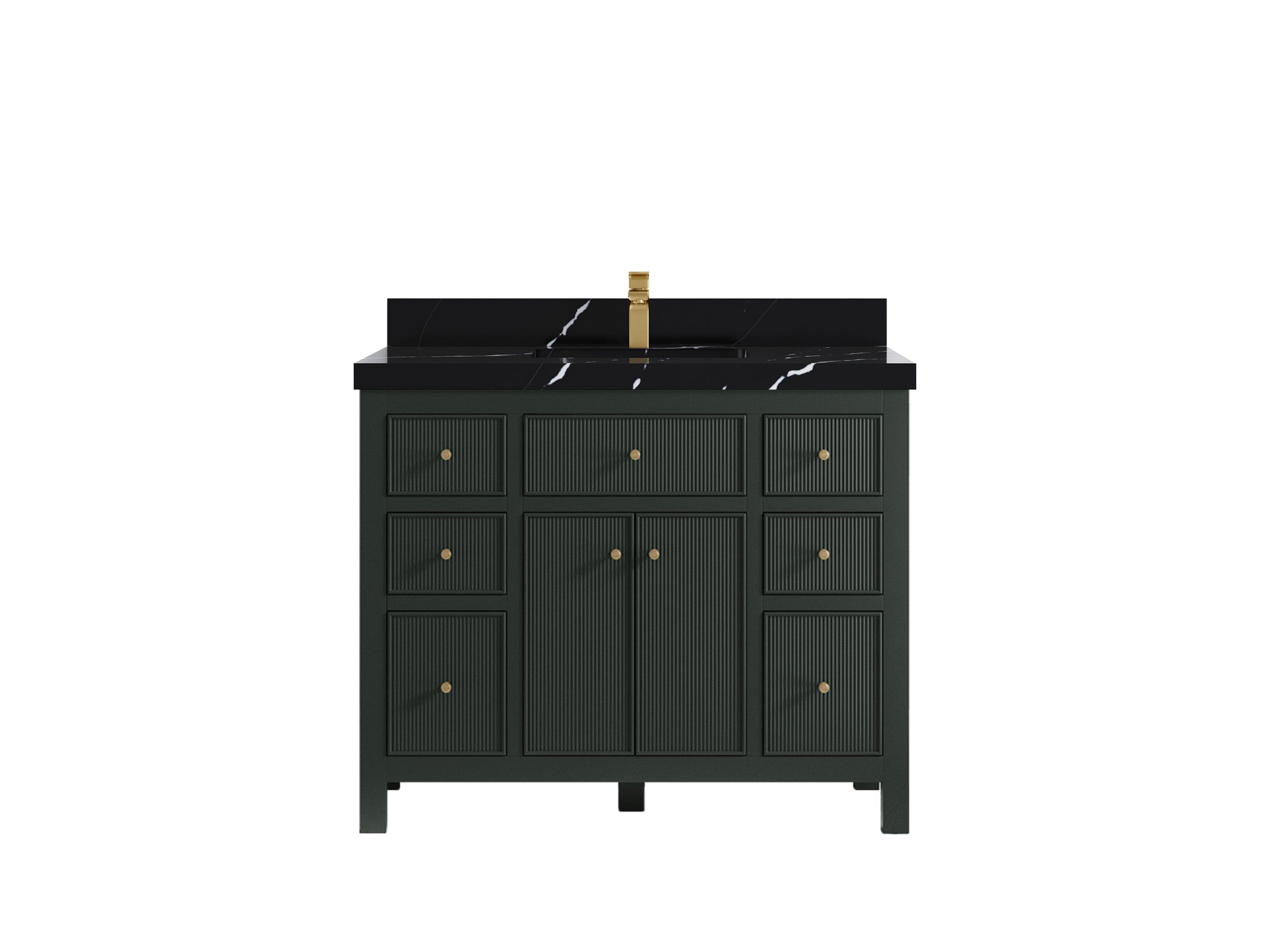 Sonoma 42 in. W x 22 in. D Single Sink Bathroom Vanity in Dark Forest Green with 2 in. Calacatta Black Quartz Countertop
