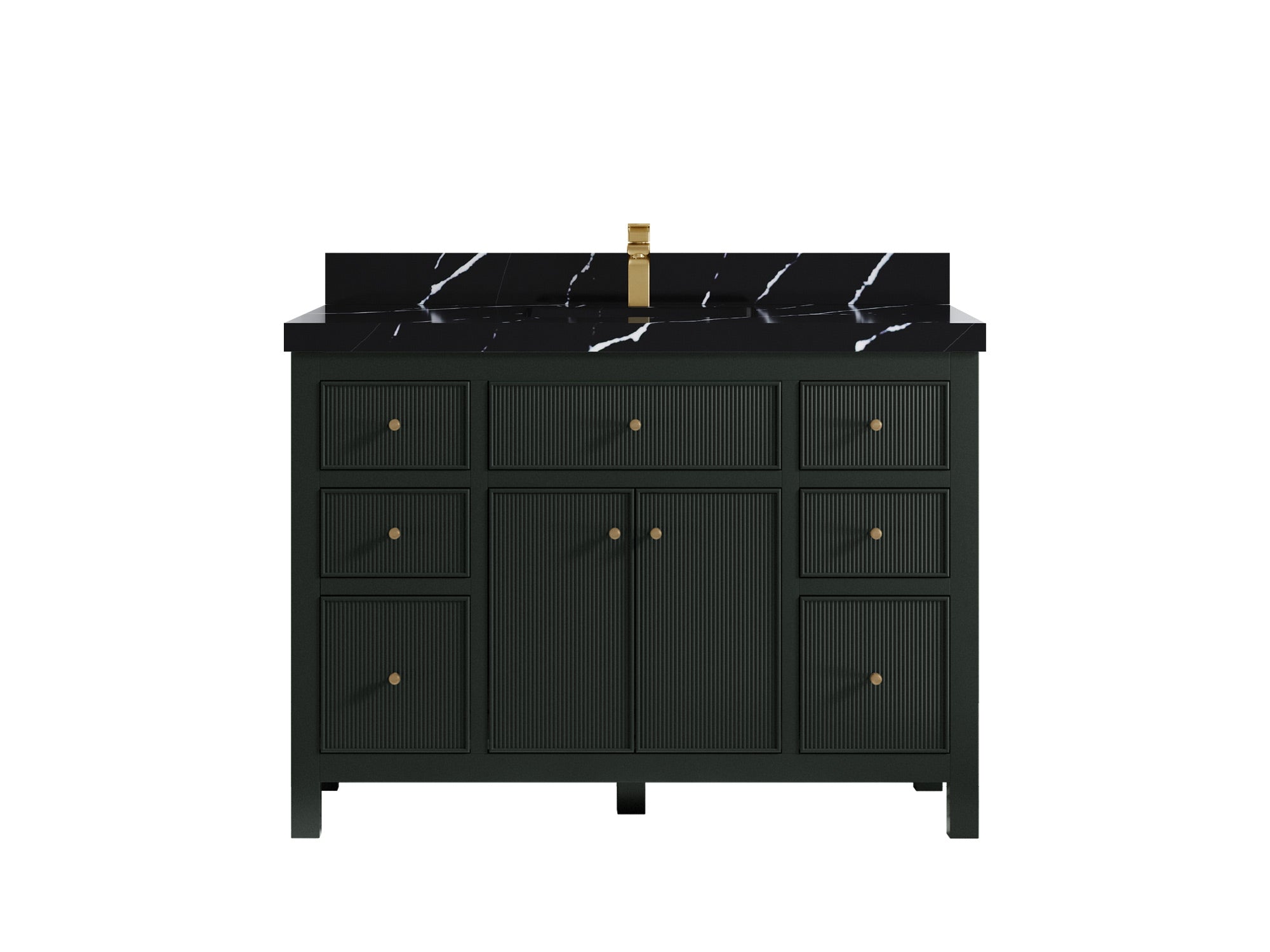 Sonoma 48 in. W x 22 in. D Single Sink Bathroom Vanity in Dark Forest Green with 2 in. Calacatta Black Quartz Countertop