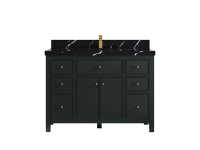 Sonoma 48 in. W x 22 in. D Single Sink Bathroom Vanity in Dark Forest Green with 2 in. Calacatta Black Quartz Countertop