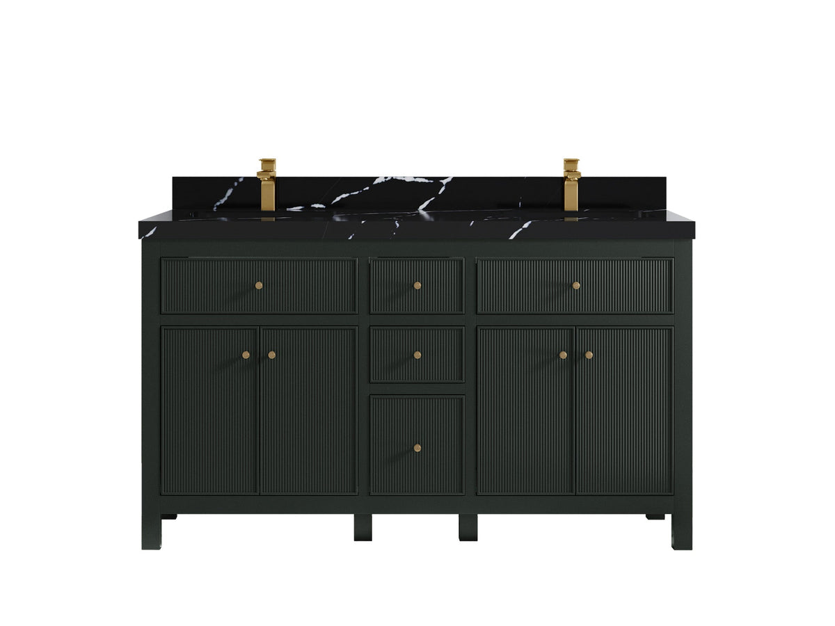 Sonoma 60 in W x 22 in D Free Standing Reeded Double Sink Bathroom Vanity