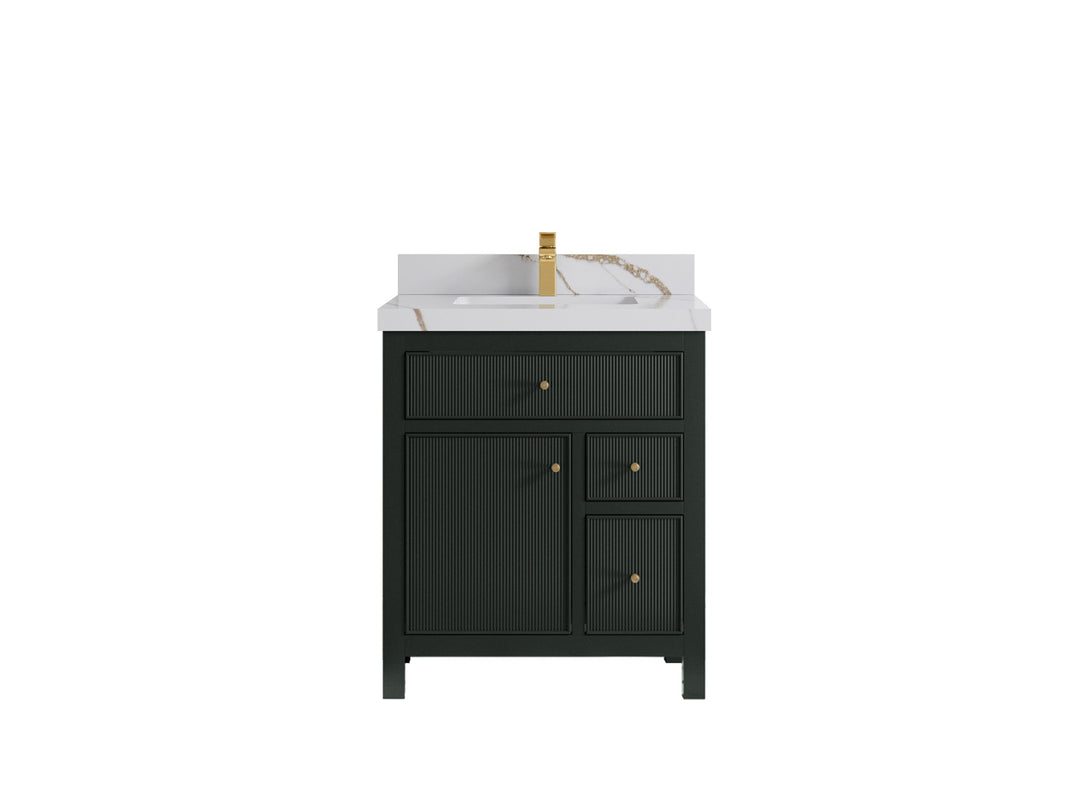 Sonoma 30 in W x 22 in D Reeded Free Standing Single Sink Bathroom Vanity | 
              
                Dark Forest Green
                
                  
             - SON-CAB-DGN-29 - photo №7