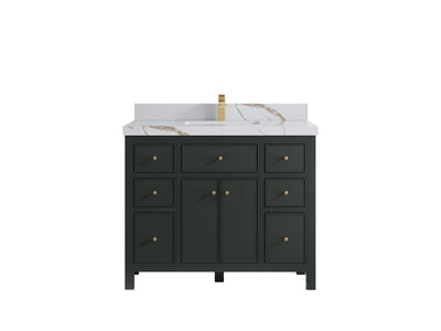 Sonoma 42 in. W x 22 in. D Single Sink Bathroom Vanity in Dark Forest Green with 2 in. Calacatta Gold Quartz Countertop