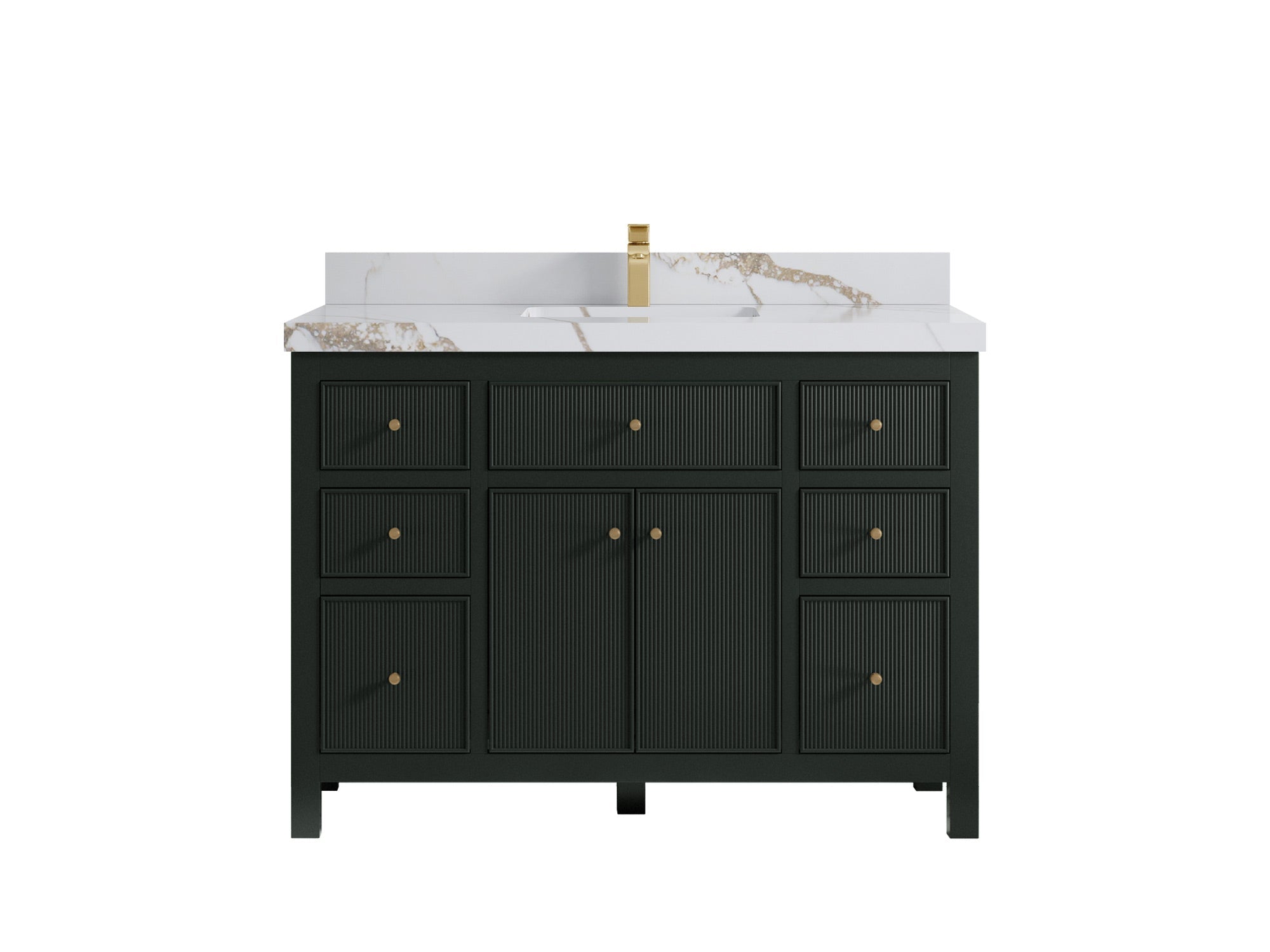 Sonoma 48 in. W x 22 in. D Single Sink Bathroom Vanity in Dark Forest Green with 2 in. Calacatta Gold Quartz Countertop