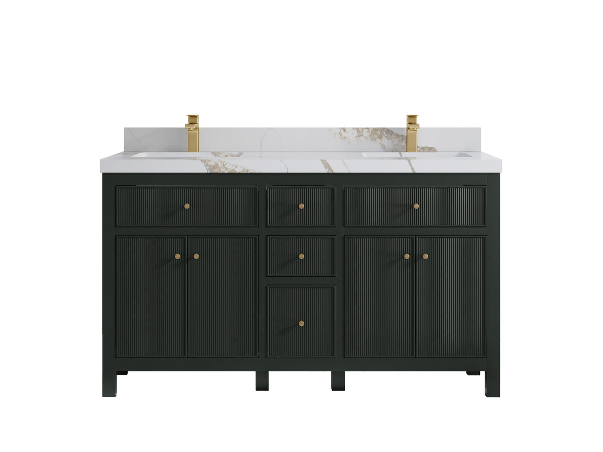 Sonoma 60 in W x 22 in D Free Standing Reeded Double Sink Bathroom Vanity