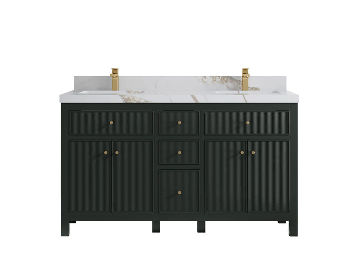 Sonoma 60 in W x 22 in D Free Standing Reeded Double Sink Bathroom Vanity - photo 9