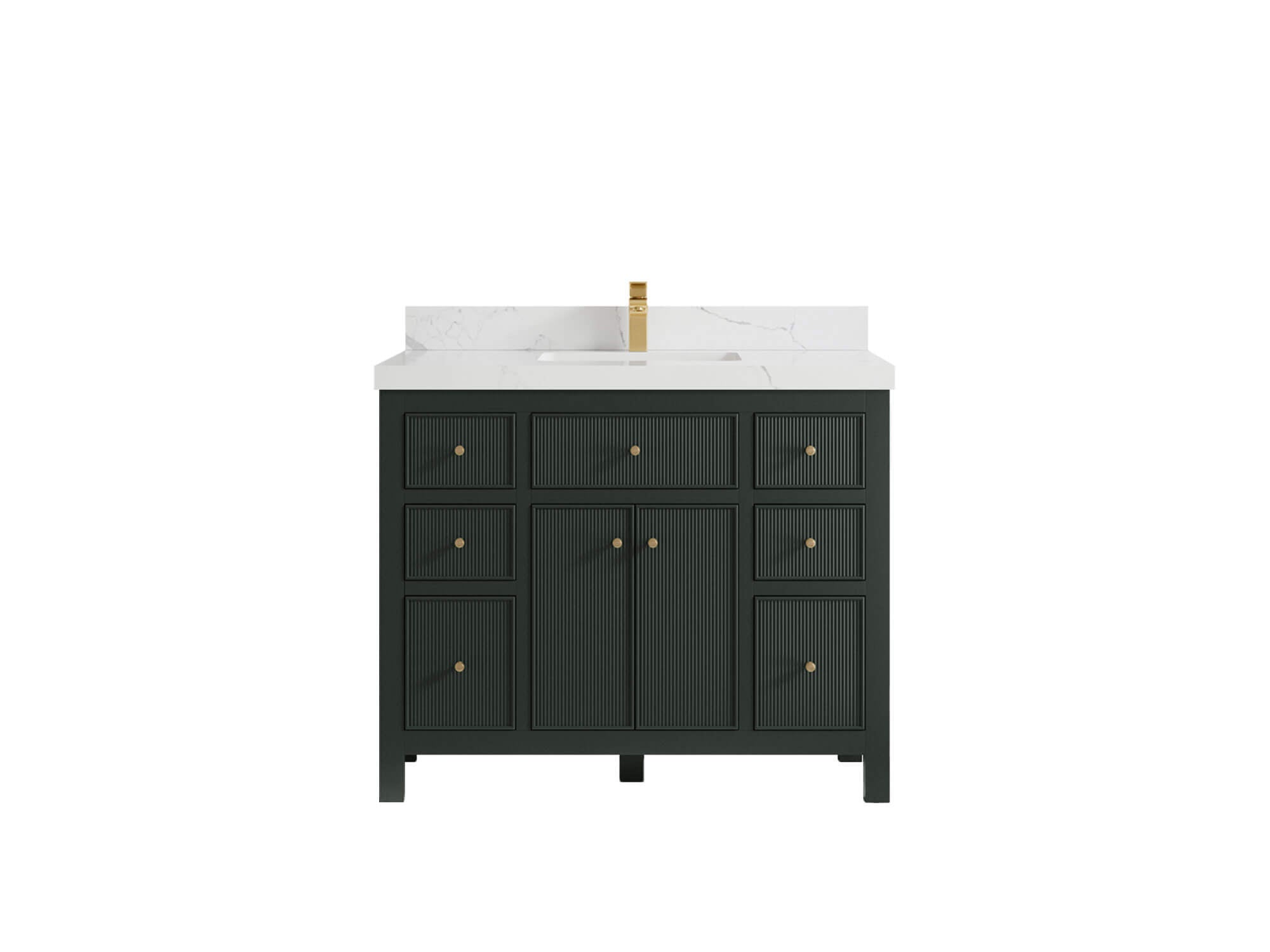 Sonoma 42 in. W x 22 in. D Single Sink Bathroom Vanity in Dark Forest Green with 2 in. Calacatta Laza Quartz Countertop