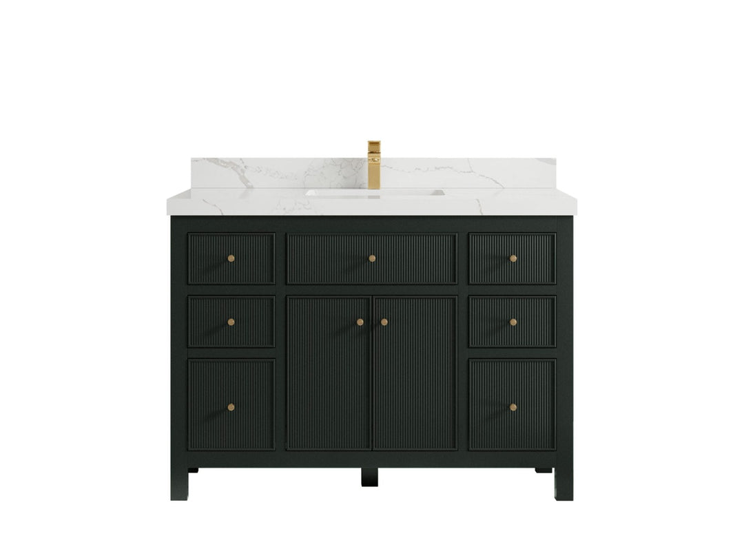 Sonoma 48 in. W x 22 in. D Single Sink Bathroom Vanity in Dark Forest Green with 2 in. Calacatta Laza Quartz Countertop