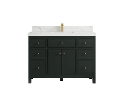 Sonoma 48 in. W x 22 in. D Single Sink Bathroom Vanity in Dark Forest Green with 2 in. Calacatta Laza Quartz Countertop