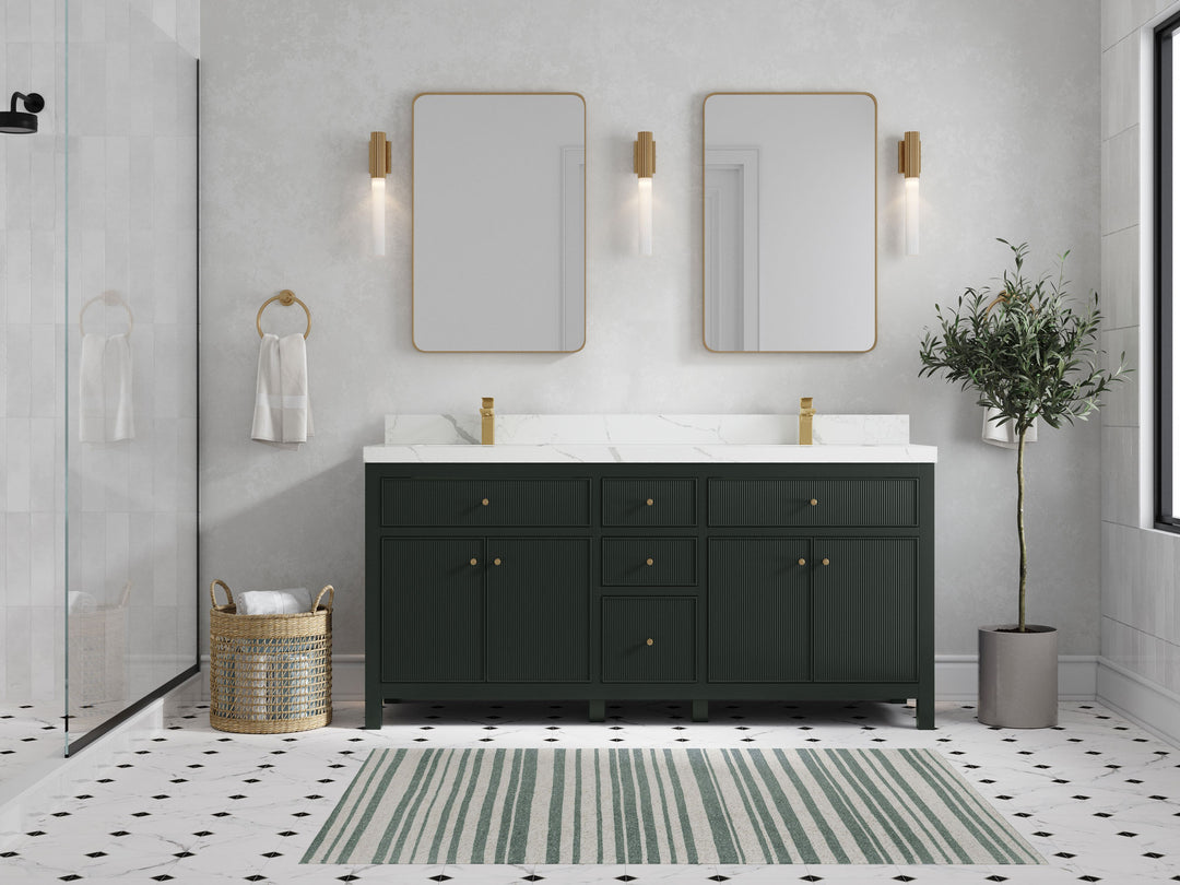 Sonoma 72 in W x 22 in D Free Standing Reeded Double Sink Bathroom Vanity