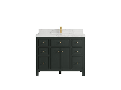 Sonoma 42 in. W x 22 in. D Single Sink Bathroom Vanity in Dark Forest Green with 2 in. Calacatta Nuvo Quartz Countertop