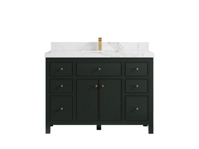 Sonoma 48 in. W x 22 in. D Single Sink Bathroom Vanity in Dark Forest Green with 2 in. Calacatta Nuvo Quartz Countertop