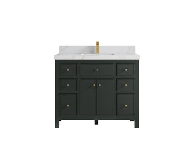 Sonoma 42 in. W x 22 in. D Single Sink Bathroom Vanity in Dark Forest Green with 2 in. Calacatta Sienna Quartz Countertop