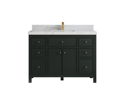 Sonoma 48 in. W x 22 in. D Single Sink Bathroom Vanity in Dark Forest Green with 2 in. Calacatta Sienna Quartz Countertop