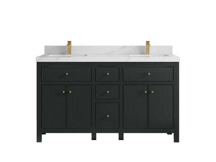 Sonoma 60 in W x 22 in D Free Standing Reeded Double Sink Bathroom Vanity - photo 12