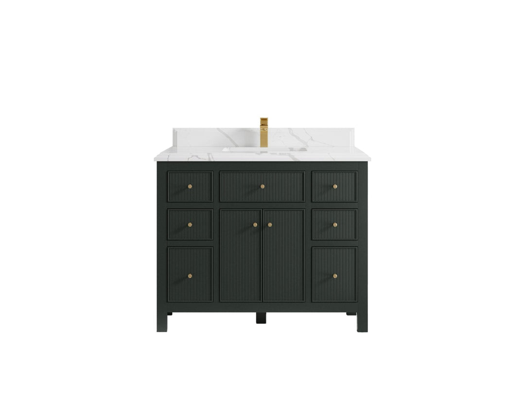Sonoma 42 in. W x 22 in. D Single Sink Bathroom Vanity in Dark Forest Green with Double Cove Edge 1.5 in Calacatta Laza Quartz Countertop