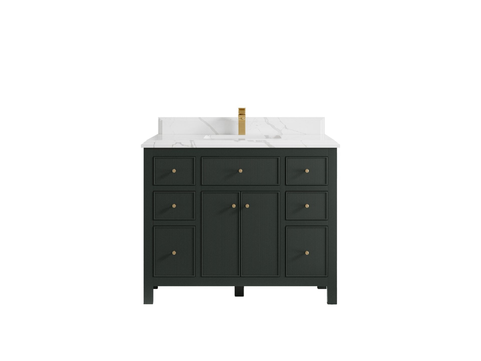 Sonoma 42 in. W x 22 in. D Single Sink Bathroom Vanity in Dark Forest Green with Double Cove Edge 1.5 in Calacatta Laza Quartz Countertop