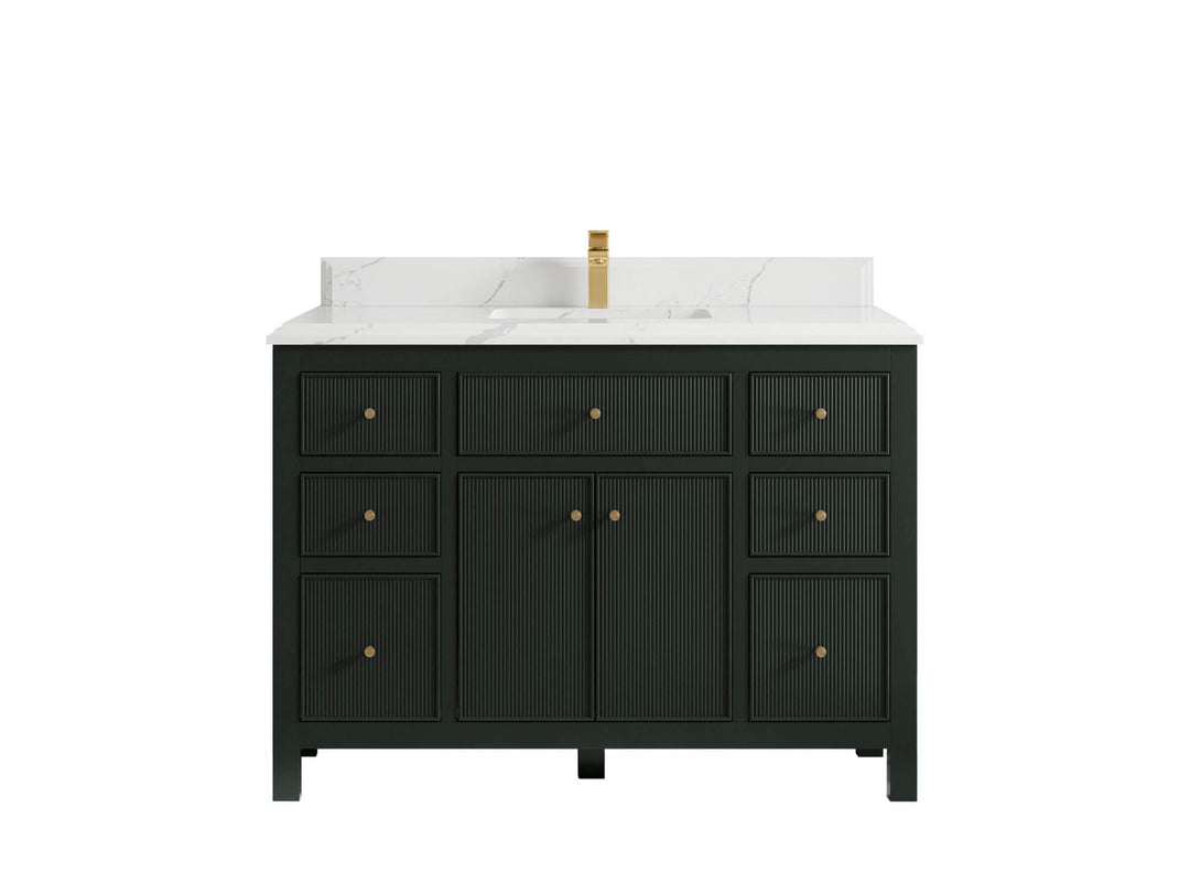 Sonoma 48 in. W x 22 in. D Single Sink Bathroom Vanity in Dark Forest Green with Double Cove Edge 1.5 in Calacatta Laza Quartz Countertop