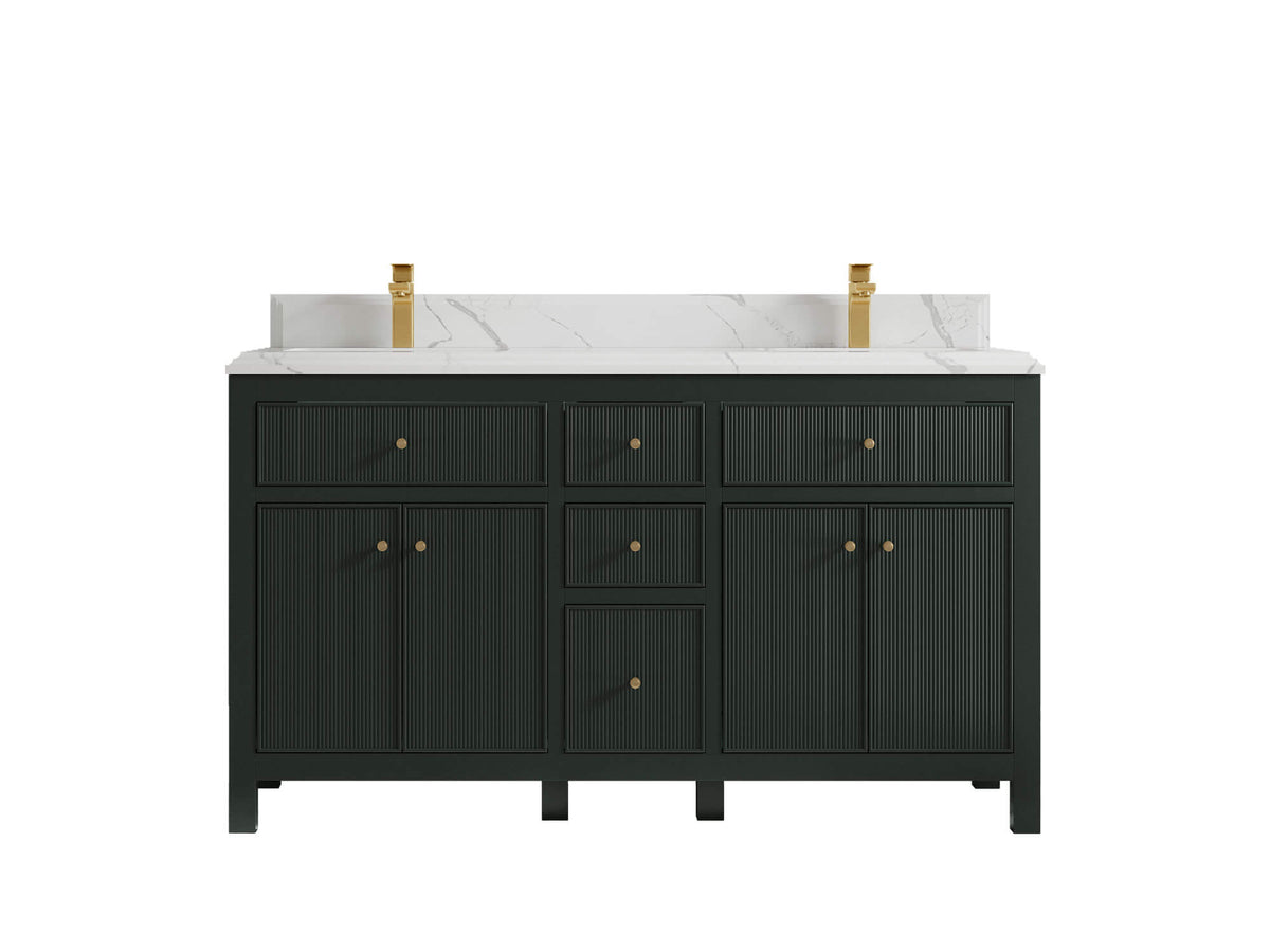 Sonoma 60 in W x 22 in D Free Standing Reeded Double Sink Bathroom Vanity