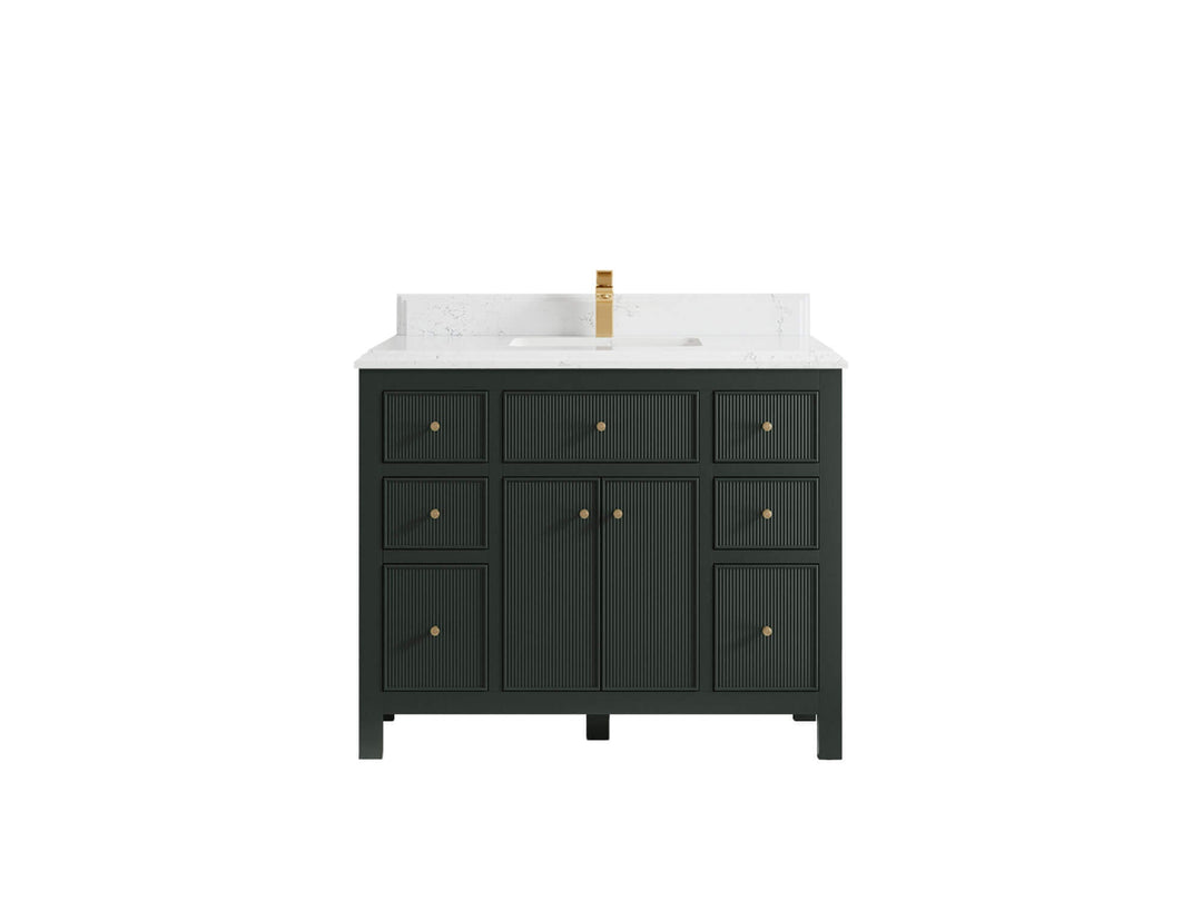 Sonoma 42 in. W x 22 in. D Single Sink Bathroom Vanity in Dark Forest Green with Double Cove Edge 1.5 in Empira White Quartz Countertop