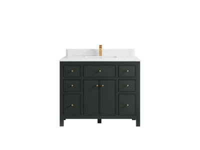 Sonoma 42 in. W x 22 in. D Single Sink Bathroom Vanity in Dark Forest Green with Double Cove Edge 1.5 in Empira White Quartz Countertop