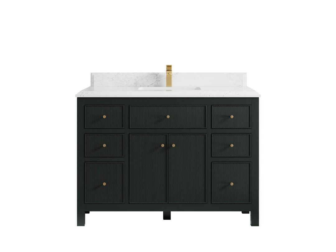 Sonoma 48 in. W x 22 in. D Single Sink Bathroom Vanity in Dark Forest Green with Double Cove Edge 1.5 in Empira White Quartz Countertop