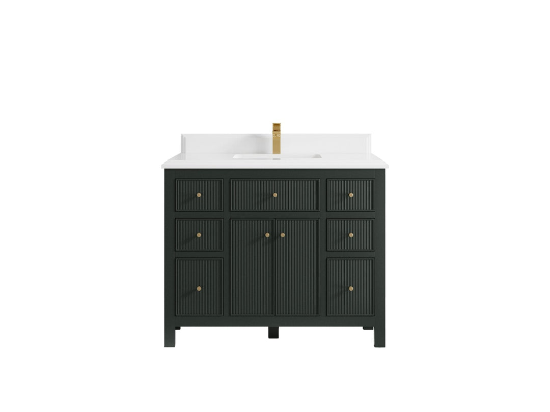 Sonoma 42 in. W x 22 in. D Single Sink Bathroom Vanity in Dark Forest Green with Double Cove Edge 1.5 in White Quartz Countertop
