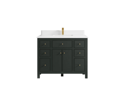 Sonoma 42 in. W x 22 in. D Single Sink Bathroom Vanity in Dark Forest Green with Double Cove Edge 1.5 in White Quartz Countertop