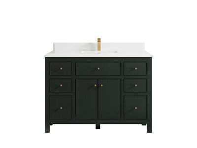 Sonoma 48 in. W x 22 in. D Single Sink Bathroom Vanity in Dark Forest Green with Double Cove Edge 1.5 in White Quartz Countertop