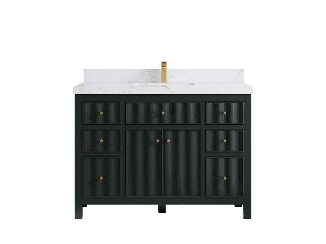 Sonoma 48 in. W x 22 in. D Single Sink Bathroom Vanity in Dark Forest Green with 2 in. Empira White Quartz Countertop