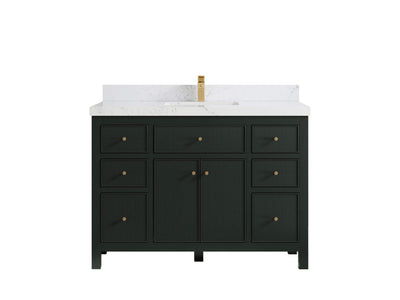 Sonoma 48 in. W x 22 in. D Single Sink Bathroom Vanity in Dark Forest Green with 2 in. Empira White Quartz Countertop
