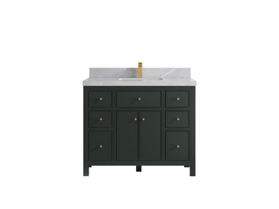 Sonoma 42 in. W x 22 in. D Single Sink Bathroom Vanity in Dark Forest Green with 2 in. Pearl Light Gray Quartz Countertop
