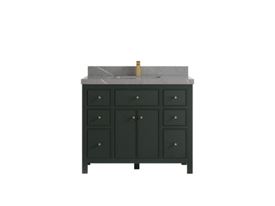 Sonoma 42 in. W x 22 in. D Single Sink Bathroom Vanity in Dark Forest Green with 2 in. Piatra Gray Quartz Countertop