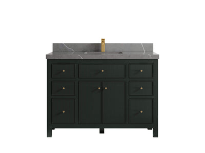 Sonoma 48 in. W x 22 in. D Single Sink Bathroom Vanity in Dark Forest Green with 2 in. Piatra Gray Quartz Countertop