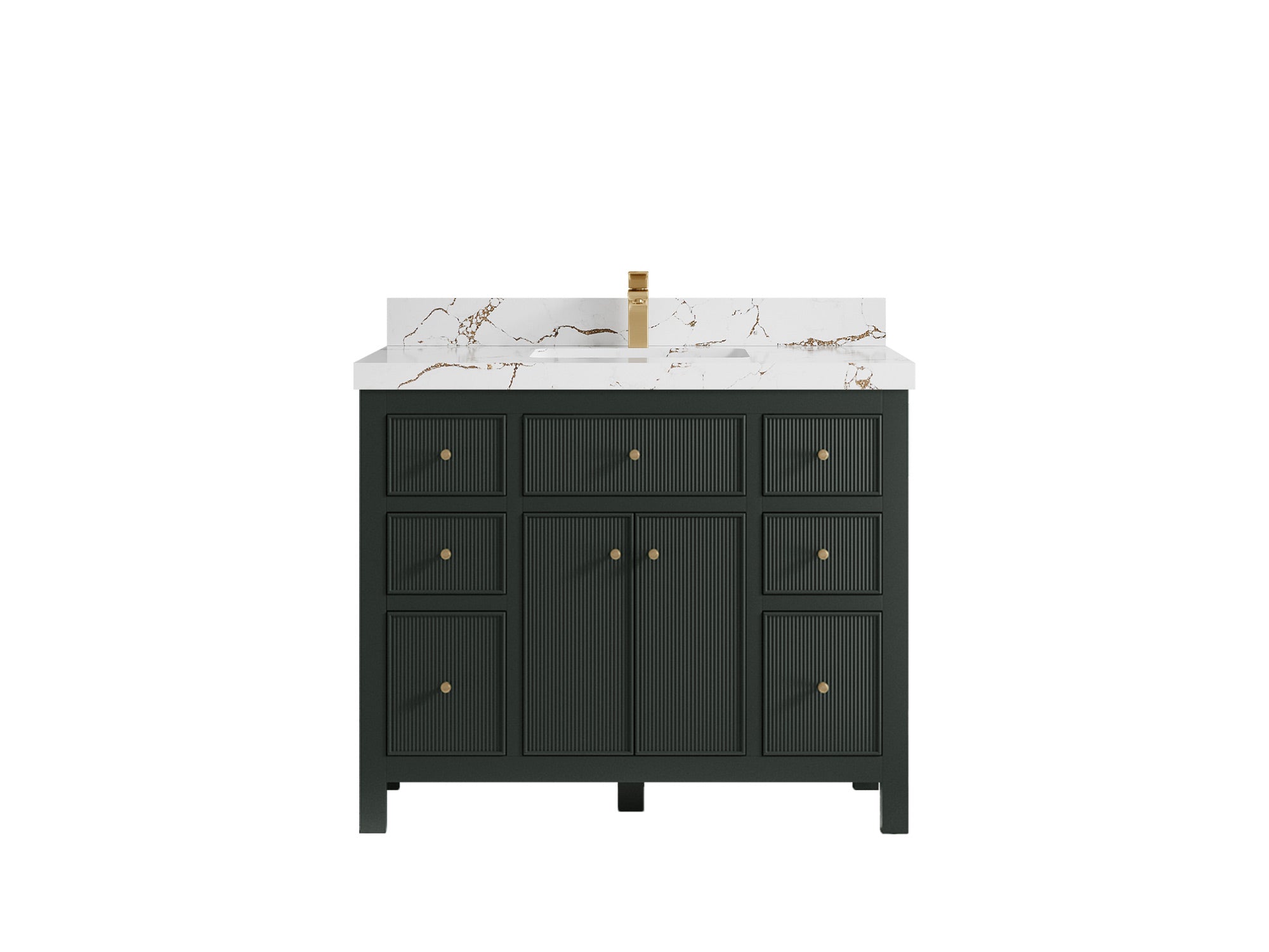 Sonoma 42 in. W x 22 in. D Single Sink Bathroom Vanity in Dark Forest Green with 2 in. Viola Brown Quartz Countertop