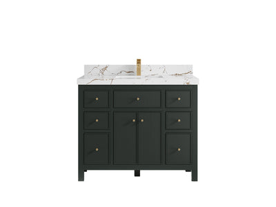 Sonoma 42 in. W x 22 in. D Single Sink Bathroom Vanity in Dark Forest Green with 2 in. Viola Brown Quartz Countertop
