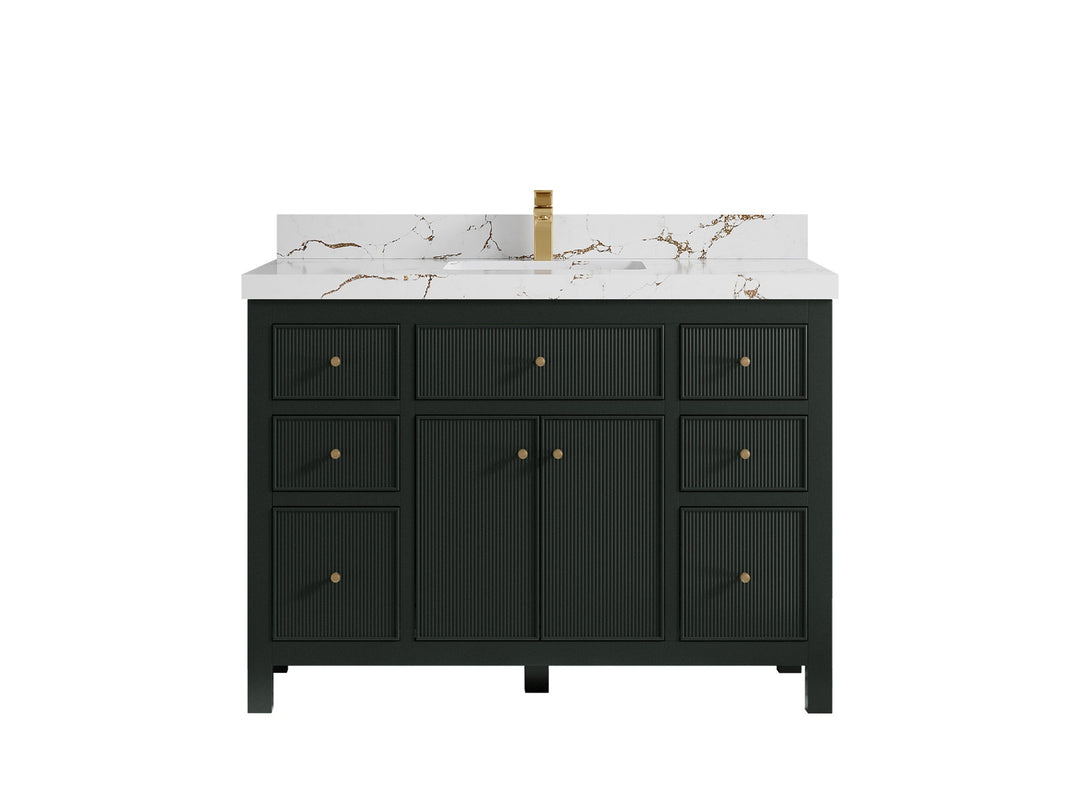 Sonoma 48 in. W x 22 in. D Single Sink Bathroom Vanity in Dark Forest Green with 2 in. Viola Brown Quartz Countertop
