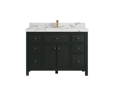Sonoma 48 in. W x 22 in. D Single Sink Bathroom Vanity in Dark Forest Green with 2 in. Viola Brown Quartz Countertop