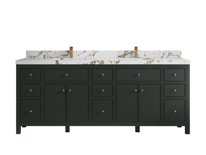 Sonoma 84 in W x 22 in D Free Standing Reeded Double Sink Bathroom Vanity - photo 26