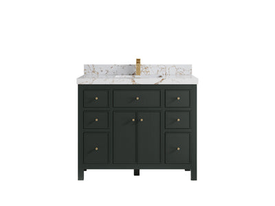 Sonoma 42 in. W x 22 in. D Single Sink Bathroom Vanity in Dark Forest Green with 2 in. Viola Gold Quartz Countertop